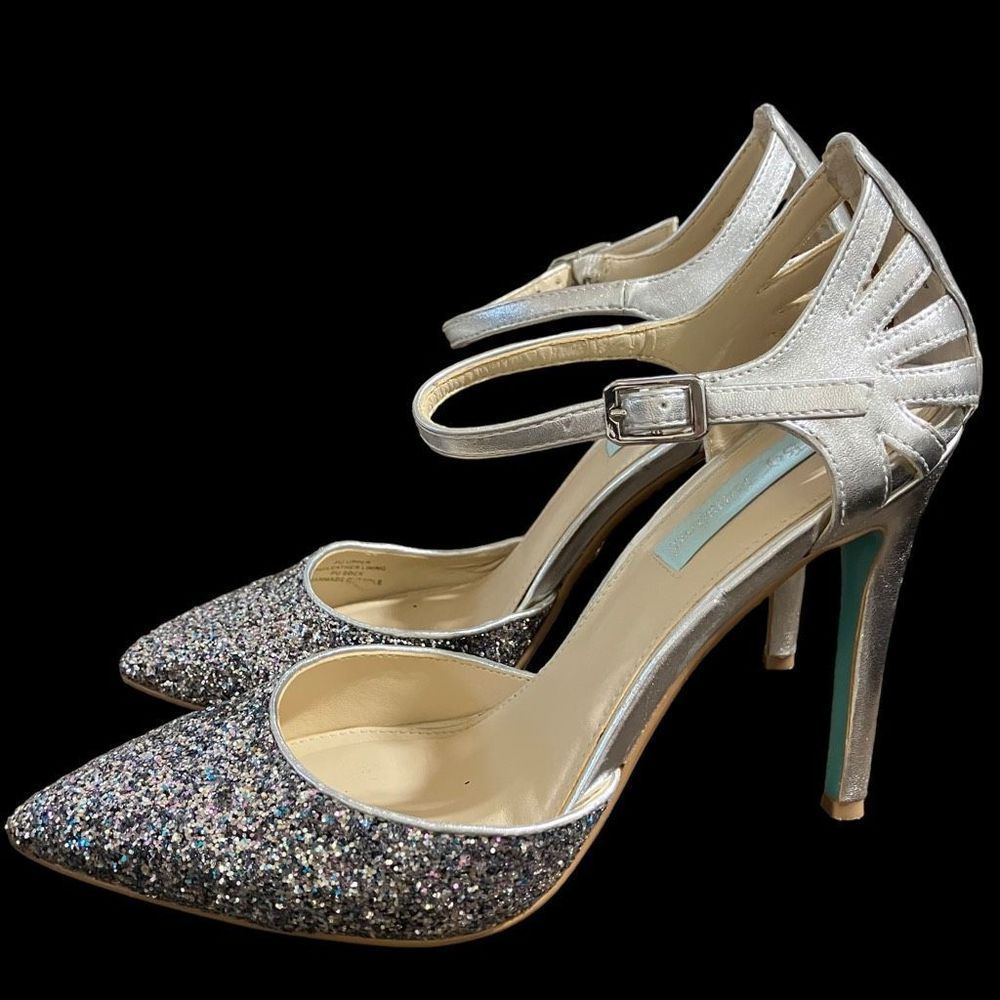 Betsey Johnson Silver Glitter Heels